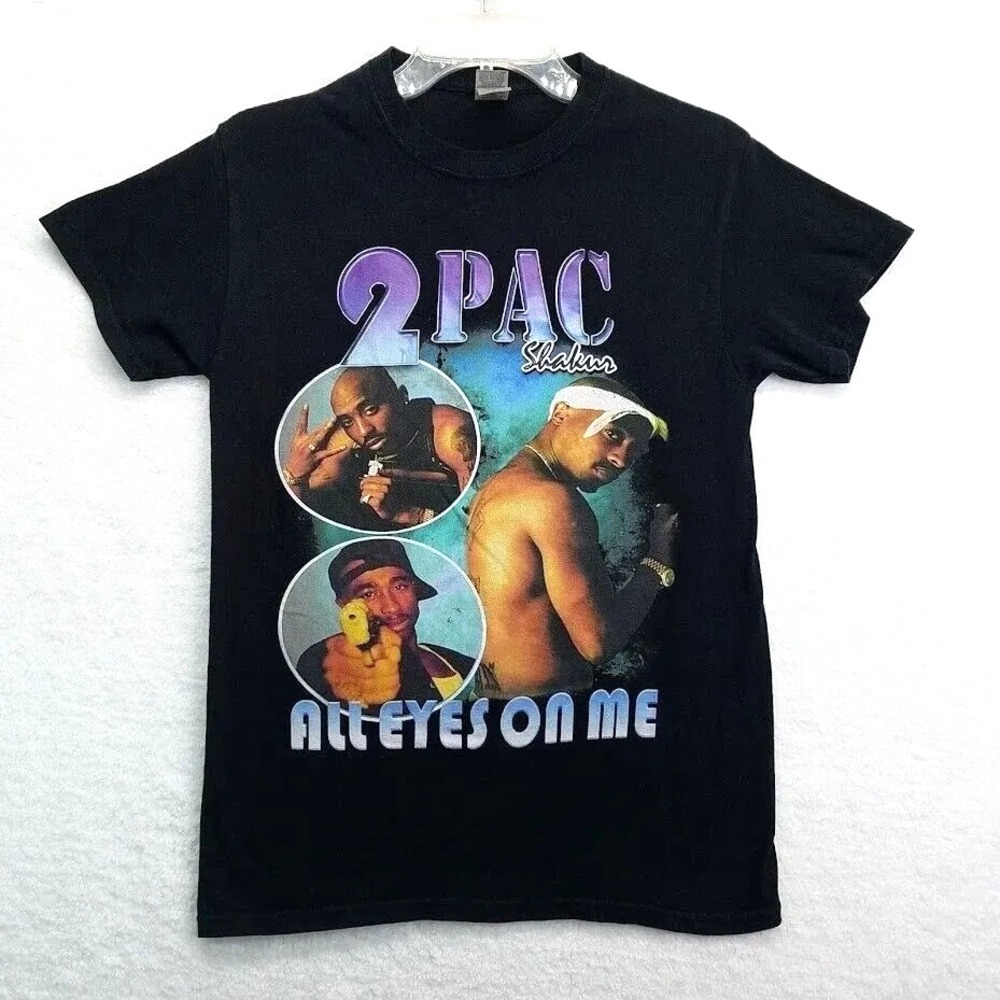 2Pac Shirt Mens Small Black All Eyez On Me Rap Graphic Tee T-Shirt Hip Hop